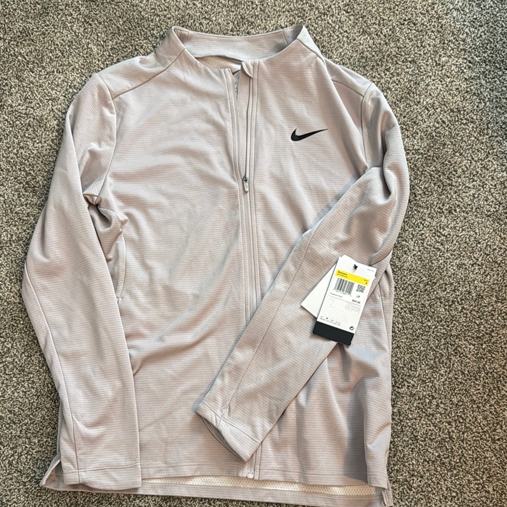 Nike Light Gray Zip-Up Jacket, Dri-Fit size Small